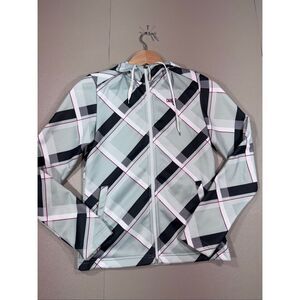 Orage Zip-Up Hoodie with Crosshatch Print